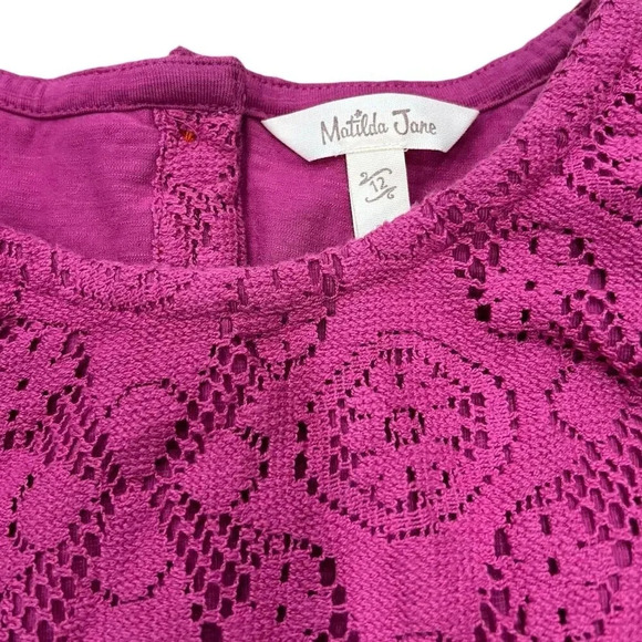 Matilda Jane Purple Enchanted Garden Surf’s Up Crochet Top 12 - Picture 2 of 3